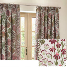Wylder Ophelia Jacquard Floral Room Darkening Pencil Pleat Curtain Pair Rednut (W)229Cm X (D)183Cm - thumbnail 6