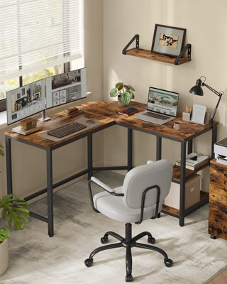 LEDREM Computer Desk, L-Shaped Corner Desk, 120 X 130 X 76 Cm, Gaming Desk, Workstation With 2 Storage Shelves For Home Office - image 1