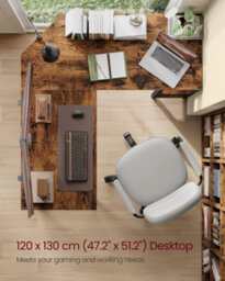 LEDREM Computer Desk, L-Shaped Corner Desk, 120 X 130 X 76 Cm, Gaming Desk, Workstation With 2 Storage Shelves For Home Office - thumbnail 4