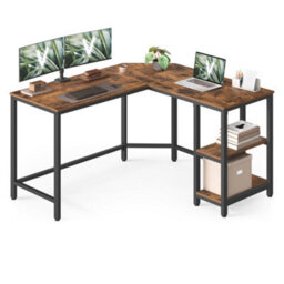 LEDREM Computer Desk, L-Shaped Corner Desk, 120 X 130 X 76 Cm, Gaming Desk, Workstation With 2 Storage Shelves For Home Office - thumbnail 3