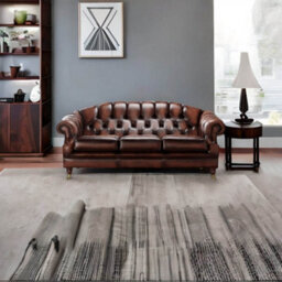 Chesterfield 3 Seater Antique Light Rust Leather Sofa Settee Bespoke In Victoria Style - thumbnail 2