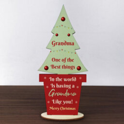 Red Ocean Christmas Gift For Grandma Wood Christmas Tree Thank You Gift - thumbnail 5