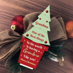 Red Ocean Christmas Gift For Grandma Wood Christmas Tree Thank You Gift - thumbnail 4