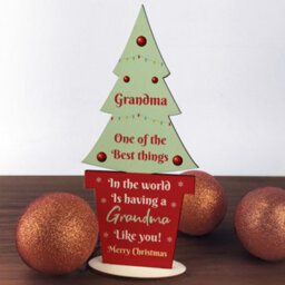 Red Ocean Christmas Gift For Grandma Wood Christmas Tree Thank You Gift - thumbnail 3