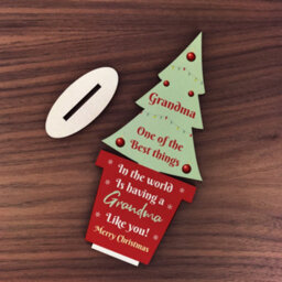 Red Ocean Christmas Gift For Grandma Wood Christmas Tree Thank You Gift - thumbnail 2