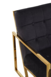 Orsina Black Velvet Arm Chair, Comfortable Armchair With Button Tufting, Velvet Upholstery Lounge Chair For Home - thumbnail 5