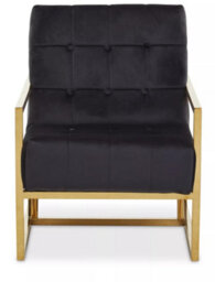 Orsina Black Velvet Arm Chair, Comfortable Armchair With Button Tufting, Velvet Upholstery Lounge Chair For Home