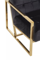 Orsina Black Velvet Arm Chair, Comfortable Armchair With Button Tufting, Velvet Upholstery Lounge Chair For Home - thumbnail 7