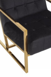 Orsina Black Velvet Arm Chair, Comfortable Armchair With Button Tufting, Velvet Upholstery Lounge Chair For Home - thumbnail 6