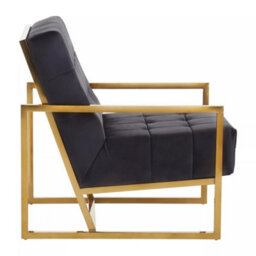 Orsina Black Velvet Arm Chair, Comfortable Armchair With Button Tufting, Velvet Upholstery Lounge Chair For Home - thumbnail 3