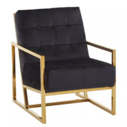 Orsina Black Velvet Arm Chair, Comfortable Armchair With Button Tufting, Velvet Upholstery Lounge Chair For Home - thumbnail 2