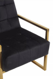 Orsina Black Velvet Arm Chair, Comfortable Armchair With Button Tufting, Velvet Upholstery Lounge Chair For Home - thumbnail 8