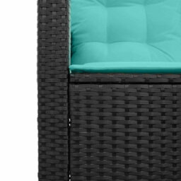 Walplus Garden Sofa With Cushion 2 Pcs Black And Turquoise Poly Rattan - thumbnail 9