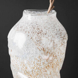 Vanity Living 46Cm White And Gold Handmade Glass Vase For Living Room Home Décor - thumbnail 2