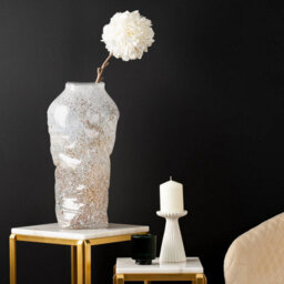 Vanity Living 46Cm White And Gold Handmade Glass Vase For Living Room Home Décor - thumbnail 3