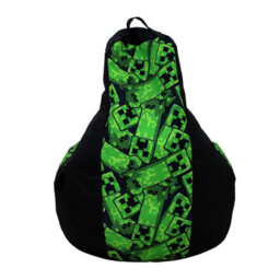 Character World Minecraft Bean Chair Beanbag Filled Indoors Outdoors Green Black Gaming Chair - thumbnail 8