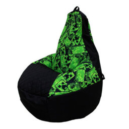 Character World Minecraft Bean Chair Beanbag Filled Indoors Outdoors Green Black Gaming Chair