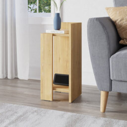 Decortie Elos Modern Narrow Bedside Table Nightstand 25Cm, 2-Tier Open Shelf Right Module, Oak Effect - thumbnail 6