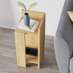 Decortie Elos Modern Narrow Bedside Table Nightstand 25Cm, 2-Tier Open Shelf Right Module, Oak Effect - thumbnail 7