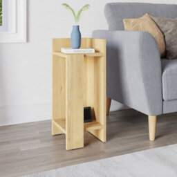 Decortie Elos Modern Narrow Bedside Table Nightstand 25Cm, 2-Tier Open Shelf Right Module, Oak Effect - thumbnail 5