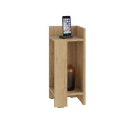 Decortie Elos Modern Narrow Bedside Table Nightstand 25Cm, 2-Tier Open Shelf Right Module, Oak Effect - thumbnail 8
