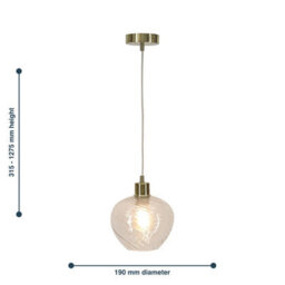 First Choice Lighting Set Of 2 Bradson - Clear Swirl Glass With Satin Brass Pendant Fittings - thumbnail 8