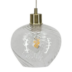 First Choice Lighting Set Of 2 Bradson - Clear Swirl Glass With Satin Brass Pendant Fittings - thumbnail 7
