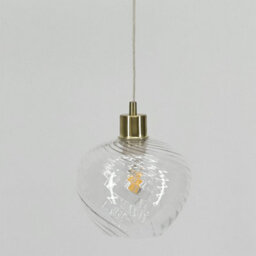 First Choice Lighting Set Of 2 Bradson - Clear Swirl Glass With Satin Brass Pendant Fittings - thumbnail 5