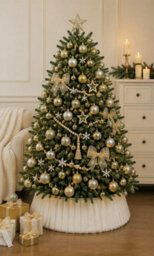 CLEFFNS 28Inch Faux Fur White Christmas Tree Collar For 7.5 Ft Xmas Pencil Tree Skirt Tree Stand Base Cover, Artificial Tree Collars - thumbnail 7