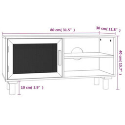 Berkfield Tv Cabinet White 80X30X40 Cm Solid Wood Pine And Natural Rattan - thumbnail 8