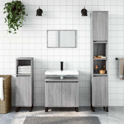 Walplus Bathroom Cabinet Grey Sonoma 58X33X60 Cm Engineered Wood - image 1