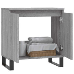 Walplus Bathroom Cabinet Grey Sonoma 58X33X60 Cm Engineered Wood - thumbnail 3