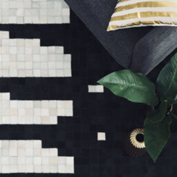 Wyld And Coco Couture Cowhide Area Rug Black And White 80 X 150 Cm Handcrafted Geometric - thumbnail 2