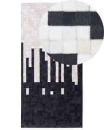 Wyld And Coco Couture Cowhide Area Rug Black And White 80 X 150 Cm Handcrafted Geometric - thumbnail 3