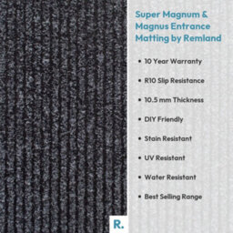 Super Magnum & Magnus Entrance Matting By Remland (Ribbed Anthracite, 2M X 2M) - thumbnail 6