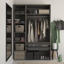 GoodHome Atomia Freestanding Matt Grey Oak Effect Chipboard Wardrobe (H)2250mm (W)1000mm (D)580mm - thumbnail 5