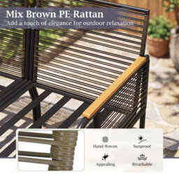 Costway 3 Pieces Rattan Conversation Furniture Set Outdoor L-Shaped Sofa Set With Cushions - thumbnail 7
