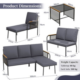 Costway 3 Pieces Rattan Conversation Furniture Set Outdoor L-Shaped Sofa Set With Cushions - thumbnail 9