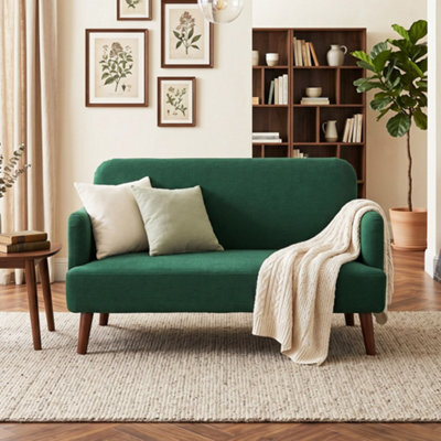 Homcom 2 Seater Sofa With 21Cm Thick Padding And Wood Legs, Dark Green - image 1
