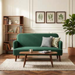 Homcom 2 Seater Sofa With 21Cm Thick Padding And Wood Legs, Dark Green - thumbnail 7