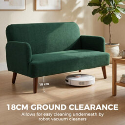 Homcom 2 Seater Sofa With 21Cm Thick Padding And Wood Legs, Dark Green - thumbnail 6