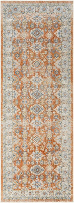 Livabliss Lillian Washable Orange Blue Traditional Boho Runner Rug 80 X 220 Cm Ideal For Hallway Or Beside The Bed - image 1