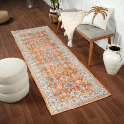 Livabliss Lillian Washable Orange Blue Traditional Boho Runner Rug 80 X 220 Cm Ideal For Hallway Or Beside The Bed - thumbnail 2