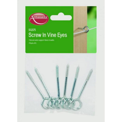 Ambador Screw In Vine Eyes (Pack Of 6) Silver (75G)