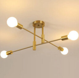 4 Lights Retro Gold Industrial Ceiling Lights Metal E27 Pendant Light Fixture - thumbnail 1