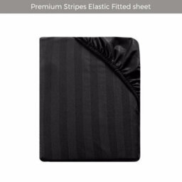 Ameha Stripe Fitted Sheet 40 Cm Deep Pocket- Hypoallergenic Easy Care Black Bed Sheets Uk King Bedsheet(152X200Cm) - thumbnail 2