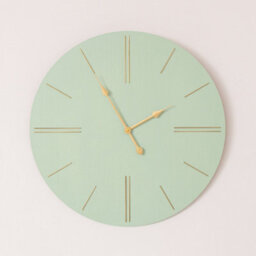 Melody Maison Large Green Wooden Grain & Gold Detailed Wall Clock - 70Cm X 70Cm - thumbnail 1