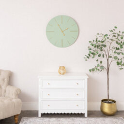Melody Maison Large Green Wooden Grain & Gold Detailed Wall Clock - 70Cm X 70Cm - thumbnail 5