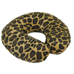 Loops Comfortable Memory Foam Neck Travel Cushion With Removable Velour Cover In Tan Leopard Print - thumbnail 5