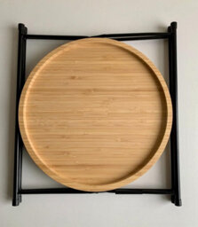 Mantraraj Large Bamboo Side Table And Tray Round End Table Foldable Modern Natural Bedside Table Small Coffee Table - thumbnail 3